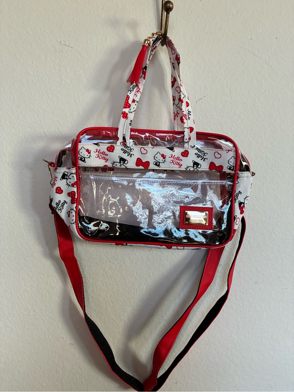 Hello Kitty Clear Crossbody Tote with Red, White, and Black Accents